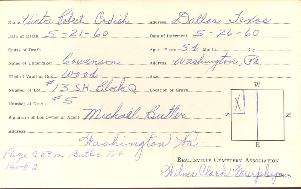 burial card